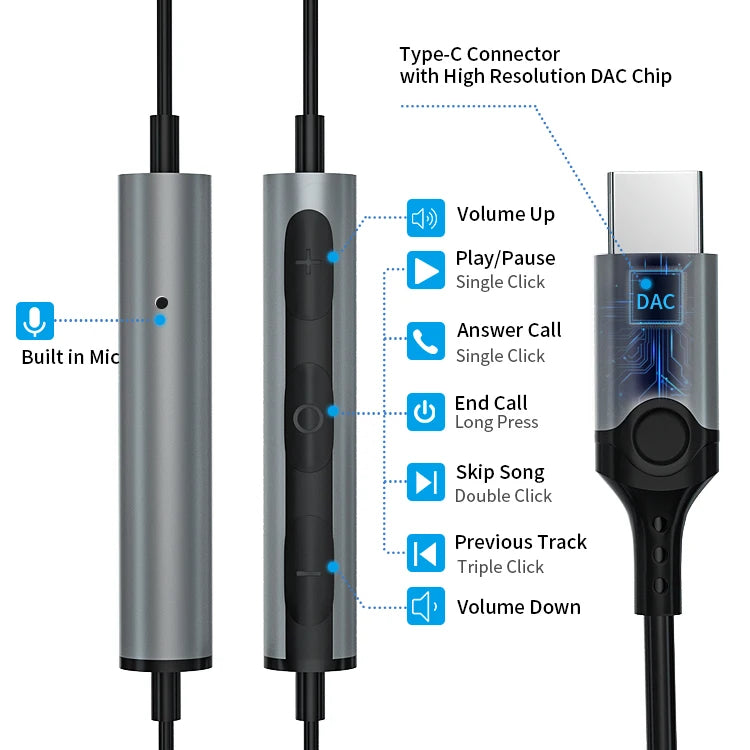 JMT-340938 USB C Wired Earbuds with Microphone for iPhone 15 Pro Max - Comfort Fit with Deep Bass Sound