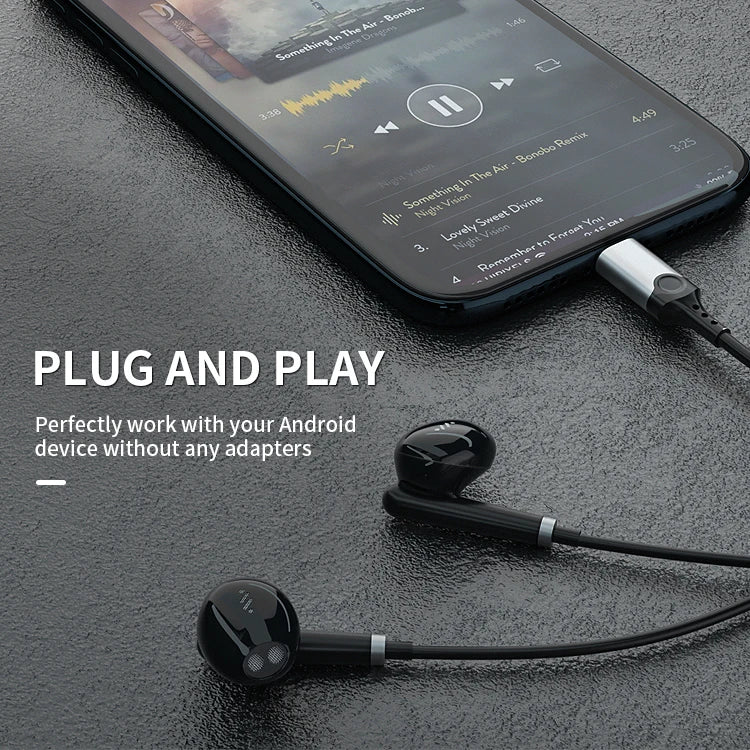 JMT-340938 USB C Wired Earbuds with Microphone for iPhone 15 Pro Max - Comfort Fit with Deep Bass Sound