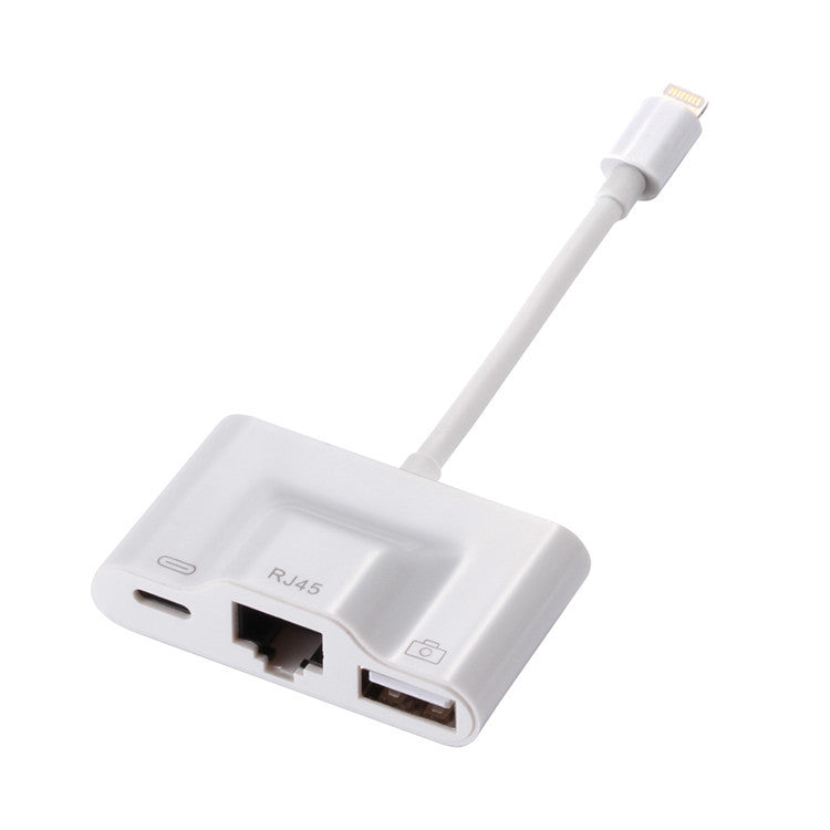 JMT-341450 Lightning to RJ45 Ethernet USB OTG Adapter for iPhone and iPad - 3 in 1 Camera Reader