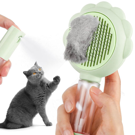 JMT-341514 Self-Cleaning Spray Cat Brush for Shedding, Grooming, and Massaging Long and Short Hair Pets