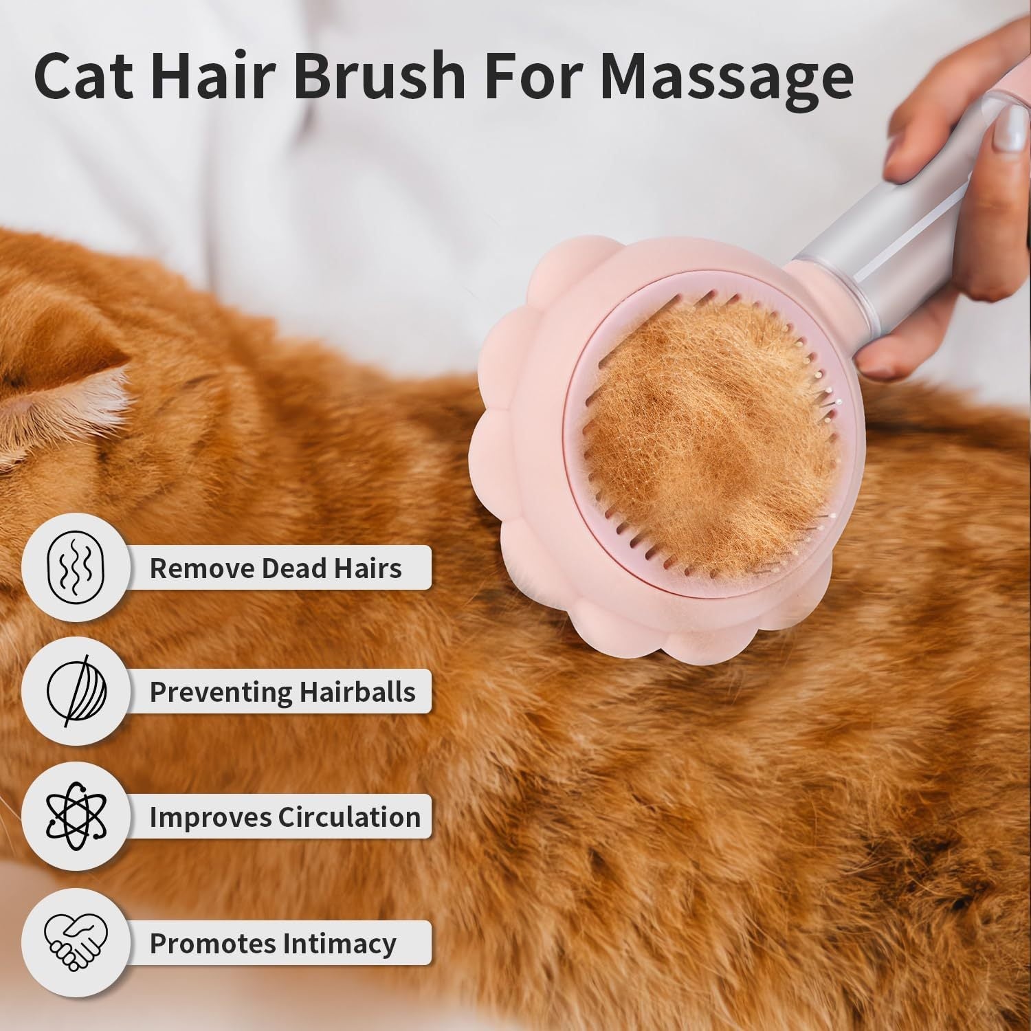 JMT-341514 Self-Cleaning Spray Cat Brush for Shedding, Grooming, and Massaging Long and Short Hair Pets