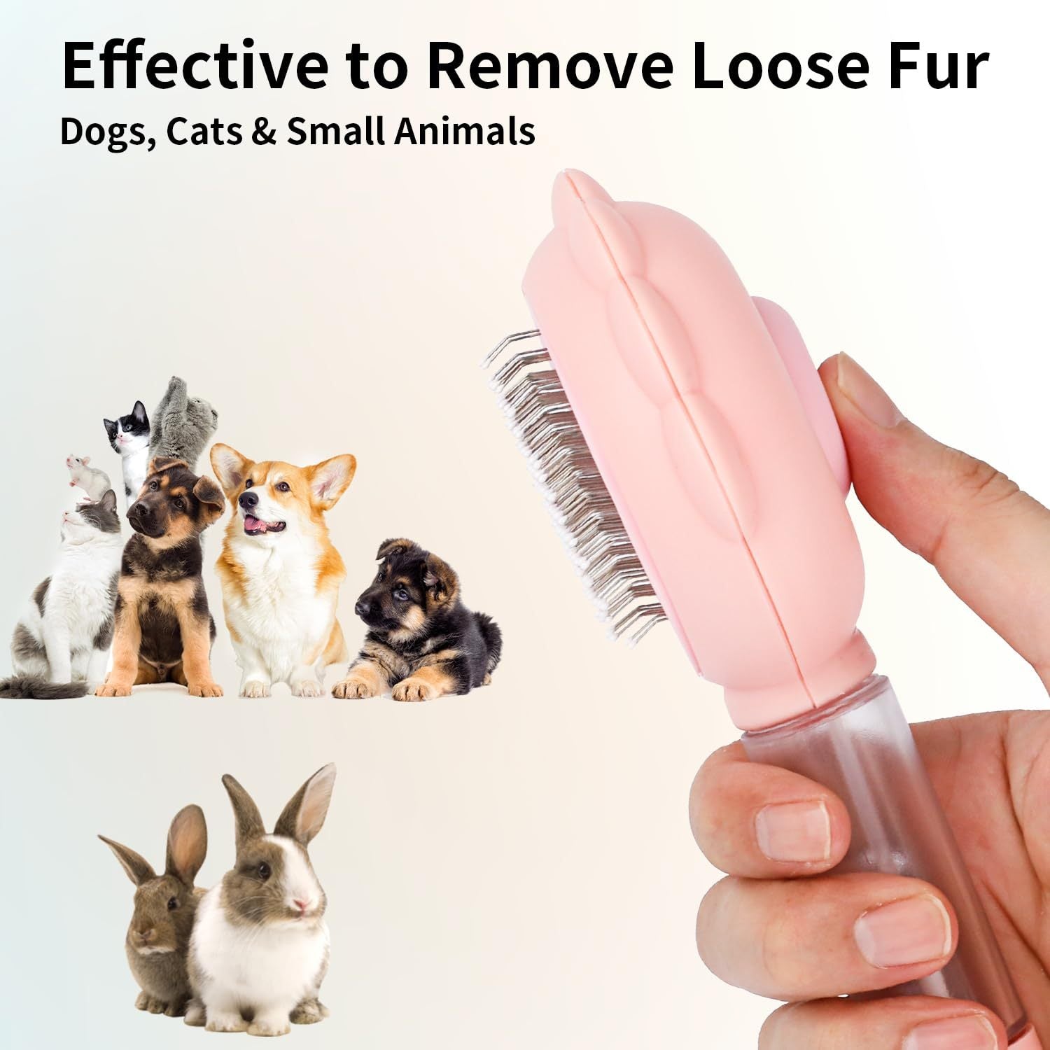 JMT-341514 Self-Cleaning Spray Cat Brush for Shedding, Grooming, and Massaging Long and Short Hair Pets