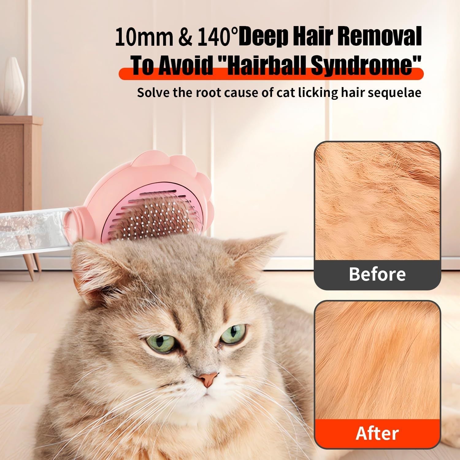 JMT-341514 Self-Cleaning Spray Cat Brush for Shedding, Grooming, and Massaging Long and Short Hair Pets