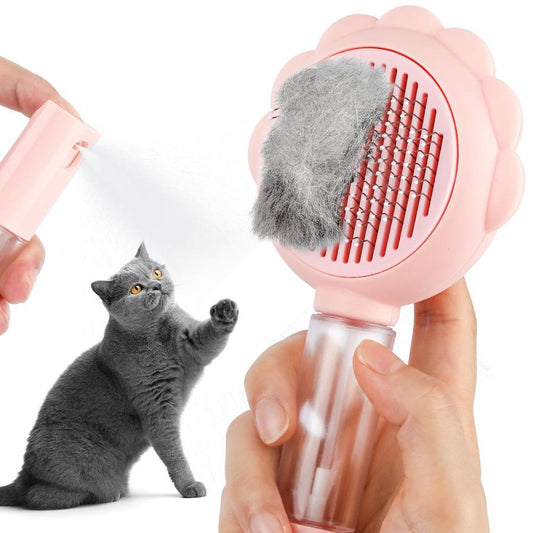 JMT-341514 Self-Cleaning Spray Cat Brush for Shedding, Grooming, and Massaging Long and Short Hair Pets