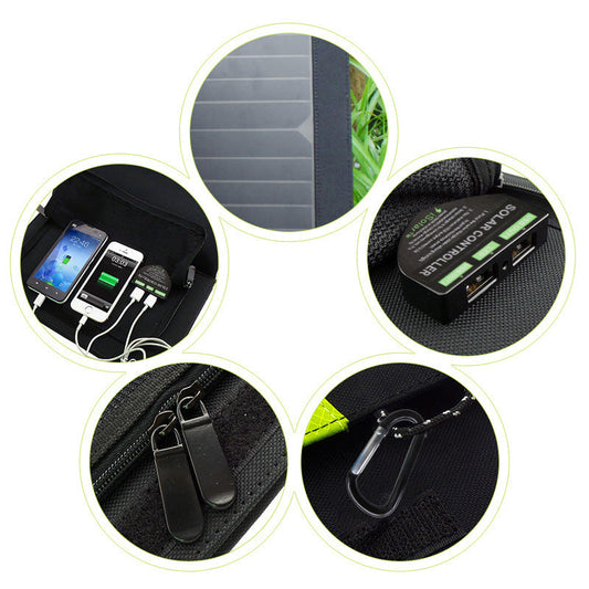 JMT-341770 Solar Powered Charger for Mobile Phones and Tablets - 5V14W and 5V20W Output, Oxford Cloth Design