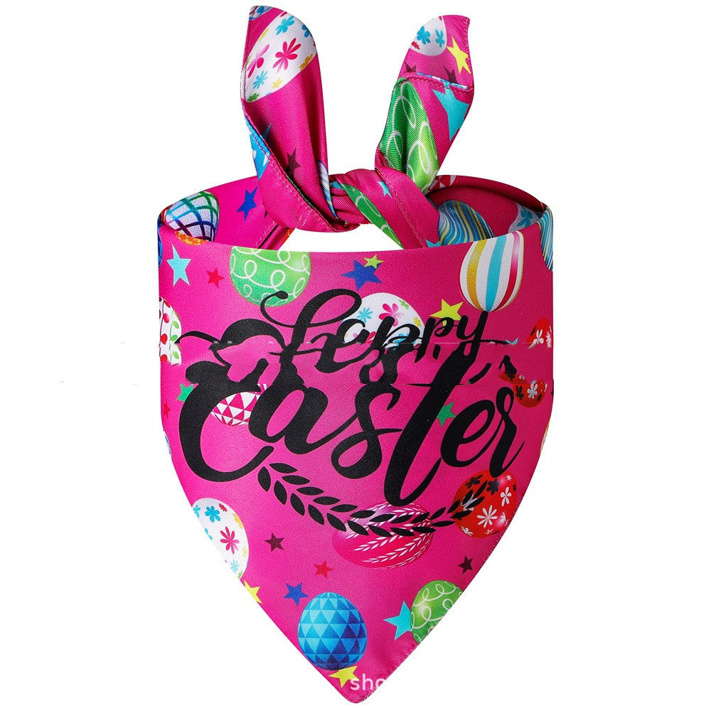 JMT-341898 Easter Bunny Dog Spit Towel Bandage - Triangular Polyester Design, Size L (70*48*48cm)