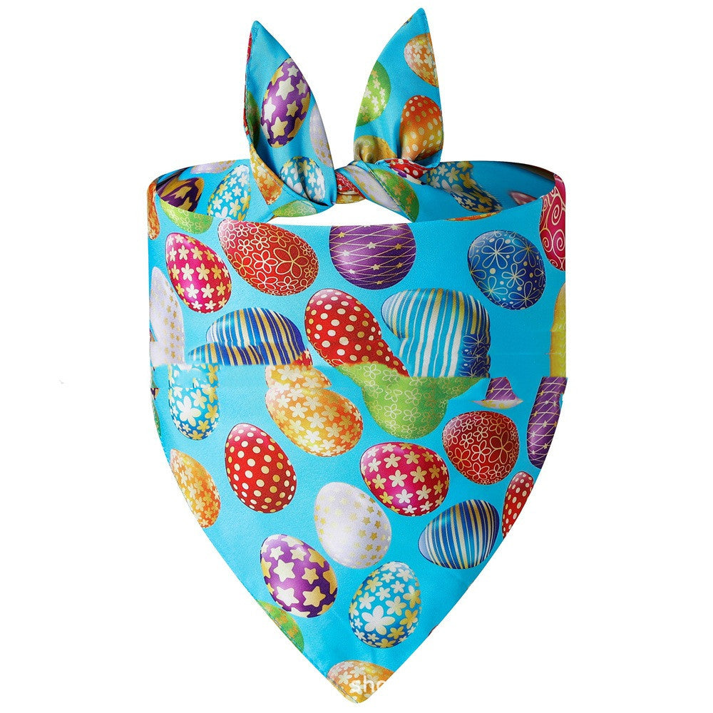 JMT-341898 Easter Bunny Dog Spit Towel Bandage - Triangular Polyester Design, Size L (70*48*48cm)