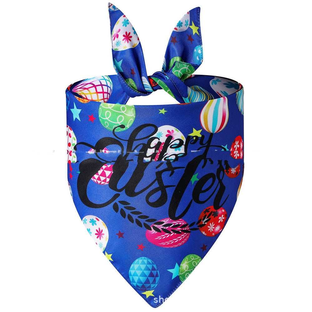 JMT-341898 Easter Bunny Dog Spit Towel Bandage - Triangular Polyester Design, Size L (70*48*48cm)