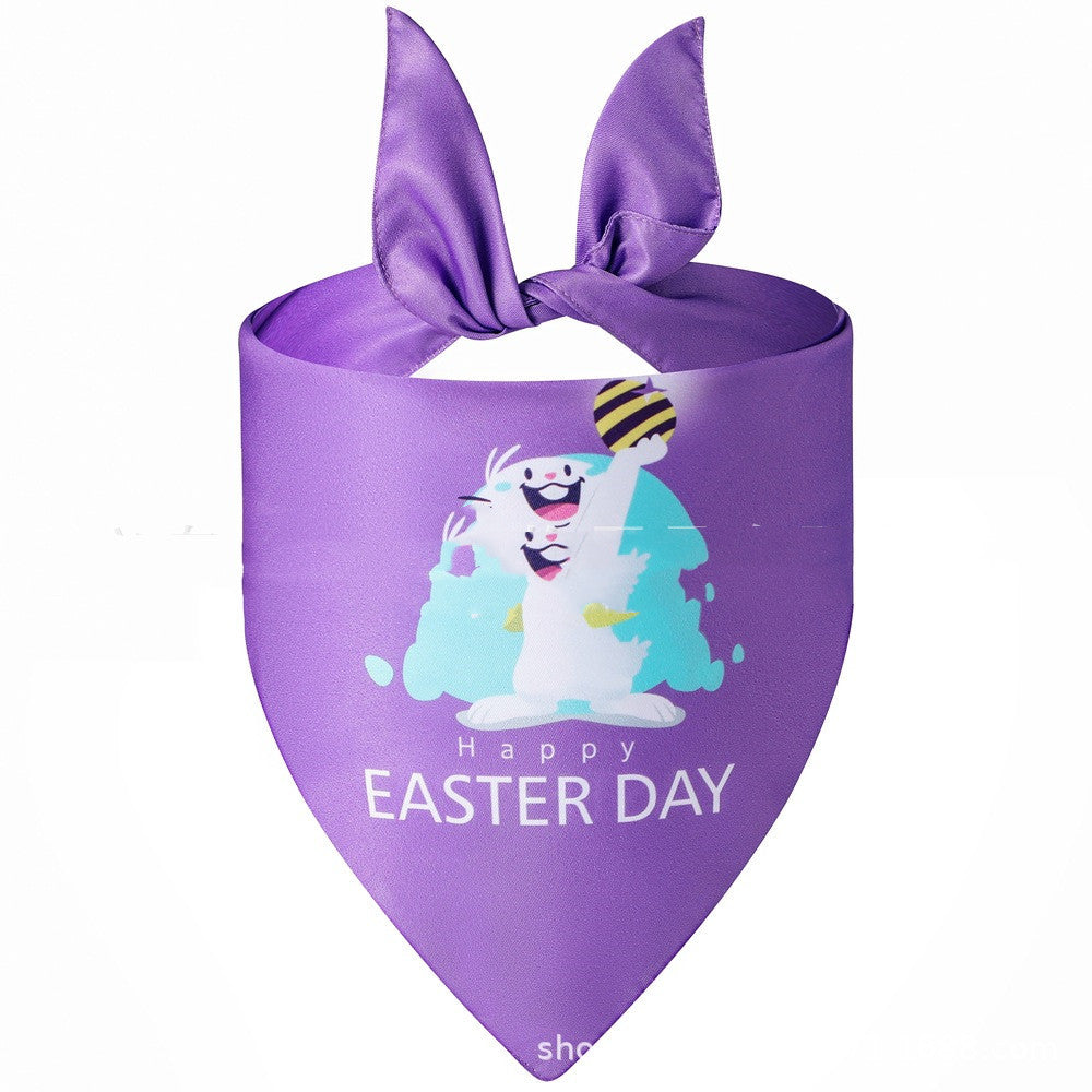 JMT-341898 Easter Bunny Dog Spit Towel Bandage - Triangular Polyester Design, Size L (70*48*48cm)