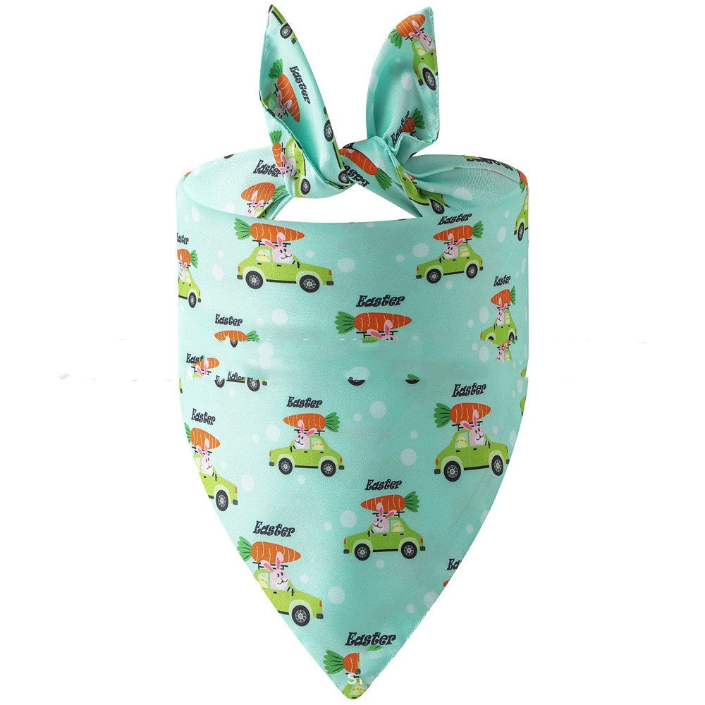 JMT-341898 Easter Bunny Dog Spit Towel Bandage - Triangular Polyester Design, Size L (70*48*48cm)