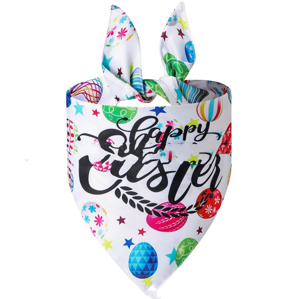 JMT-341898 Easter Bunny Dog Spit Towel Bandage - Triangular Polyester Design, Size L (70*48*48cm)
