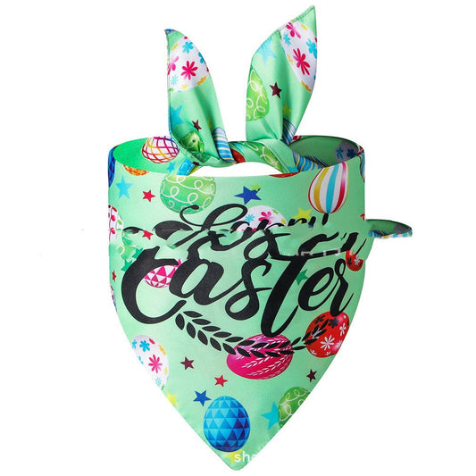 JMT-341898 Easter Bunny Dog Spit Towel Bandage - Triangular Polyester Design, Size L (70*48*48cm)