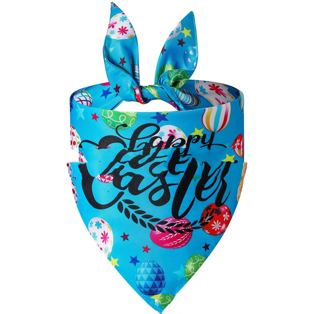 JMT-341898 Easter Bunny Dog Spit Towel Bandage - Triangular Polyester Design, Size L (70*48*48cm)