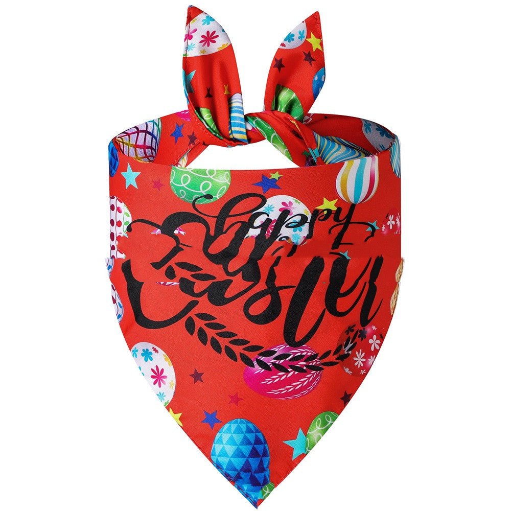 JMT-341898 Easter Bunny Dog Spit Towel Bandage - Triangular Polyester Design, Size L (70*48*48cm)