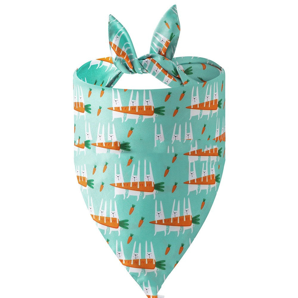 JMT-341898 Easter Bunny Dog Spit Towel Bandage - Triangular Polyester Design, Size L (70*48*48cm)