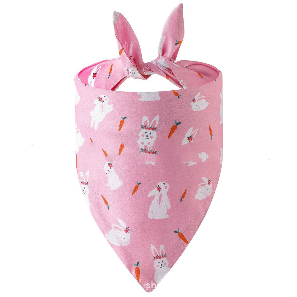 JMT-341898 Easter Bunny Dog Spit Towel Bandage - Triangular Polyester Design, Size L (70*48*48cm)