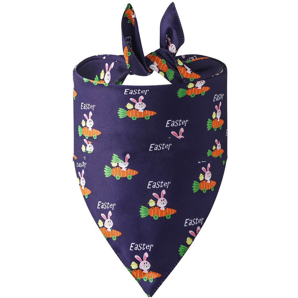JMT-341898 Easter Bunny Dog Spit Towel Bandage - Triangular Polyester Design, Size L (70*48*48cm)