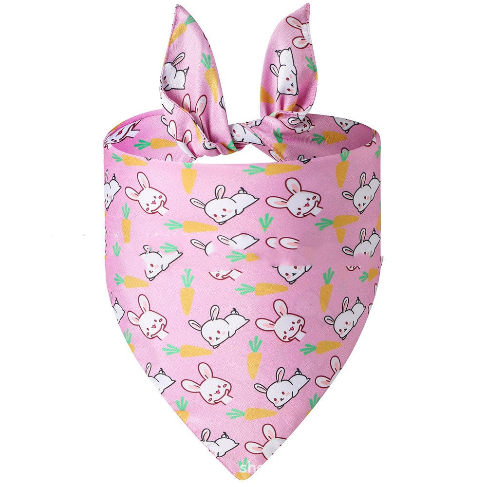 JMT-341898 Easter Bunny Dog Spit Towel Bandage - Triangular Polyester Design, Size L (70*48*48cm)