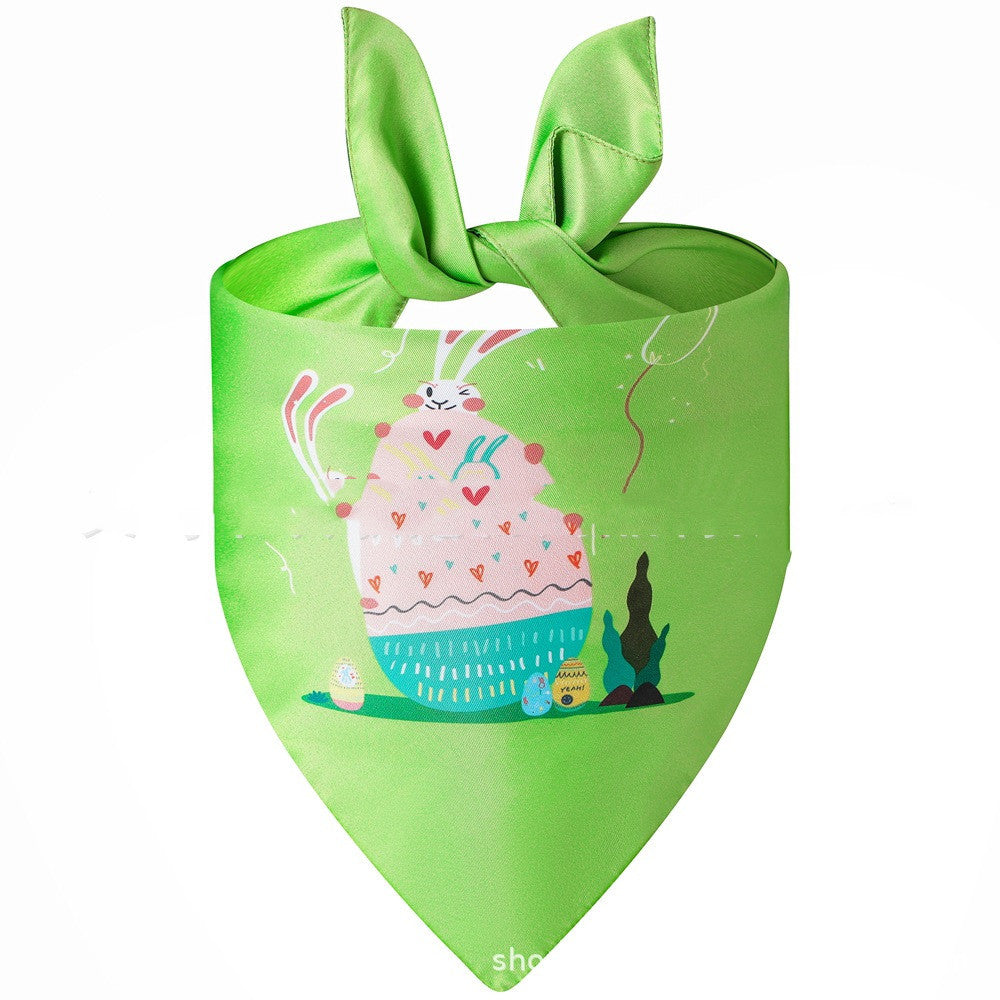 JMT-341898 Easter Bunny Dog Spit Towel Bandage - Triangular Polyester Design, Size L (70*48*48cm)