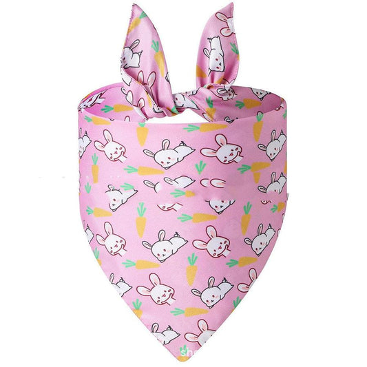 JMT-341898 Easter Bunny Dog Spit Towel Bandage - Triangular Polyester Design, Size L (70*48*48cm)