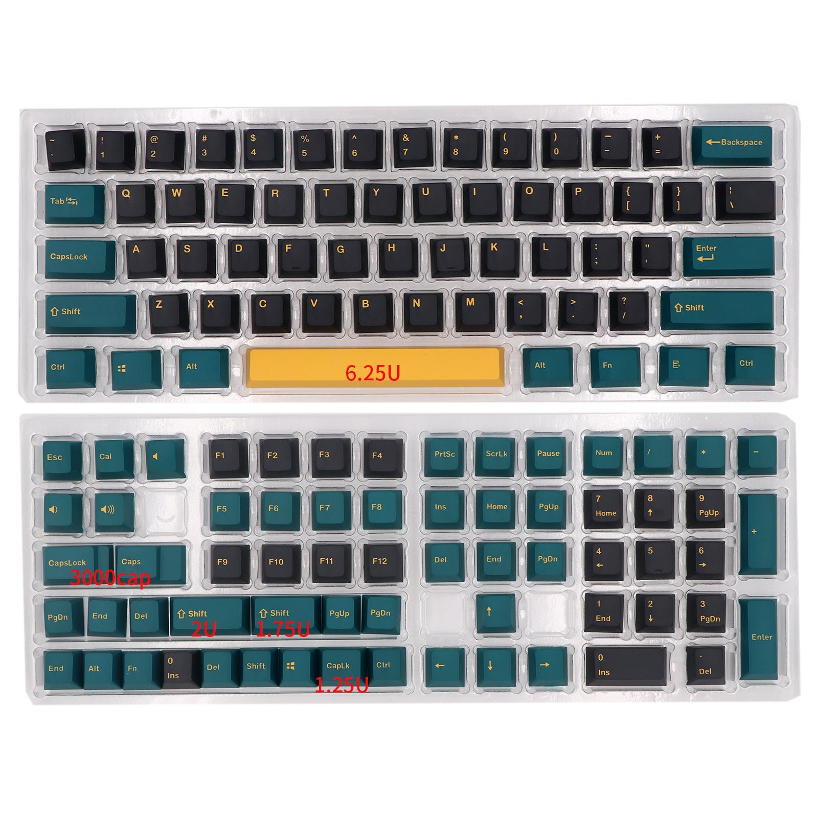 JMT-341898 Mars Green Two-Color PBT Mechanical Keyboard Keycap Set - 126 Keys for Various Configurations