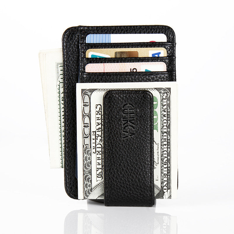 JMT-341962 Korean Style Men's PU Leather Wallet with Magnetic Snap, Card Holder, and Coin Pocket in Black or Brown