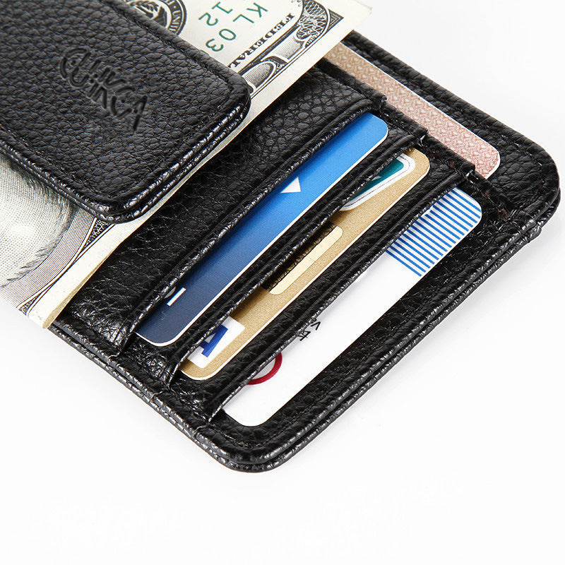 JMT-341962 Korean Style Men's PU Leather Wallet with Magnetic Snap, Card Holder, and Coin Pocket in Black or Brown