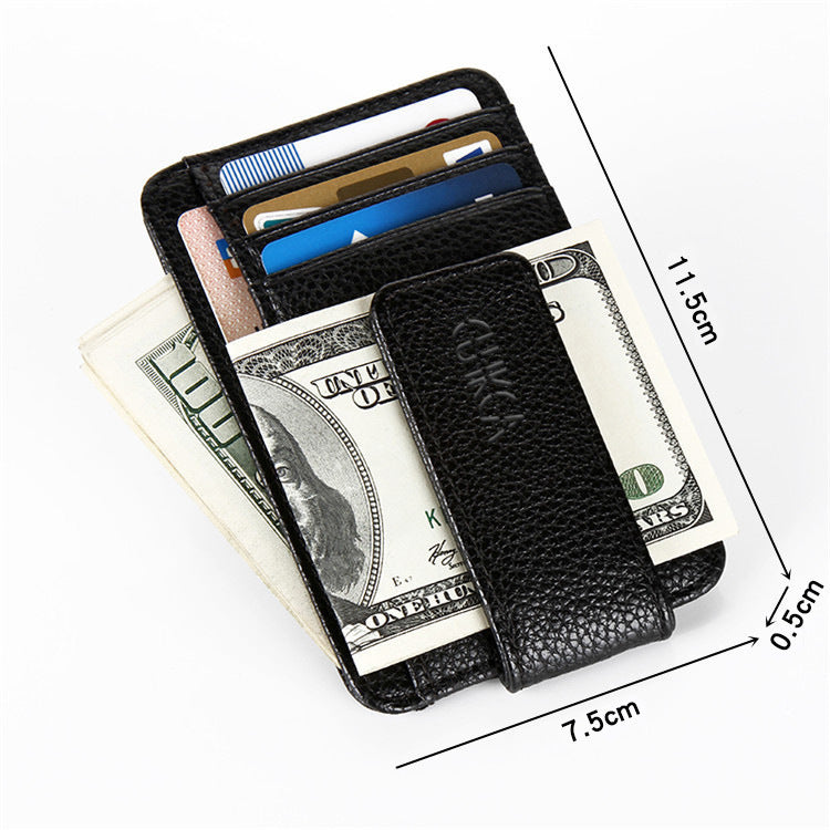 JMT-341962 Korean Style Men's PU Leather Wallet with Magnetic Snap, Card Holder, and Coin Pocket in Black or Brown