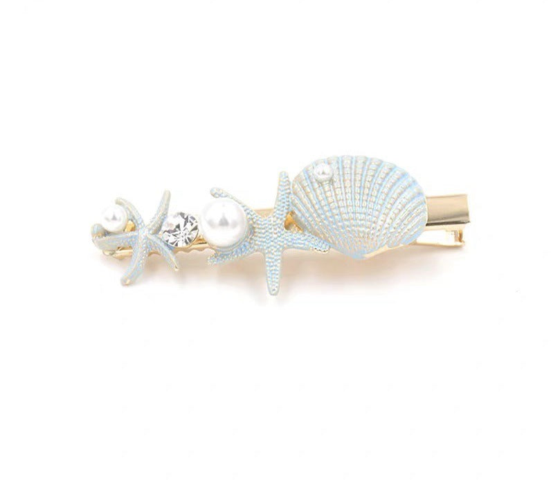 JMT-341962 Korean Style Sweet Starfish Hairpin with White Crystal Accent