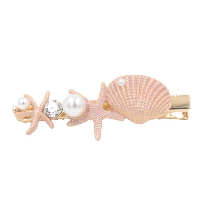 JMT-341962 Korean Style Sweet Starfish Hairpin with White Crystal Accent