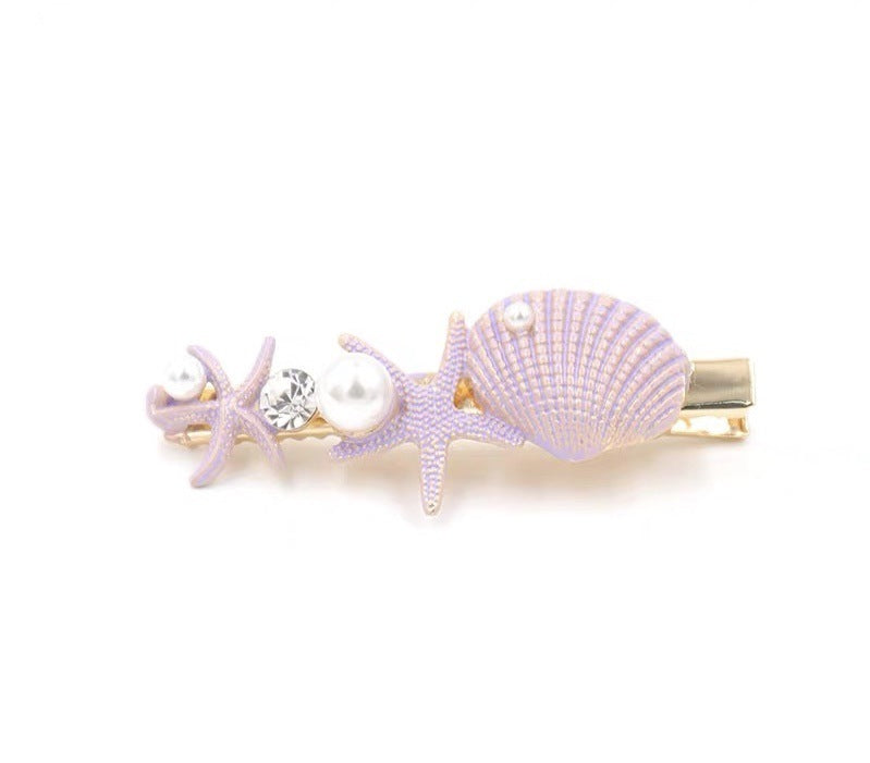 JMT-341962 Korean Style Sweet Starfish Hairpin with White Crystal Accent