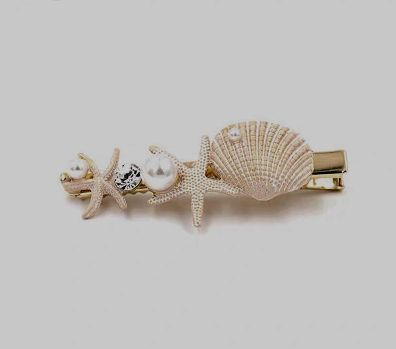 JMT-341962 Korean Style Sweet Starfish Hairpin with White Crystal Accent
