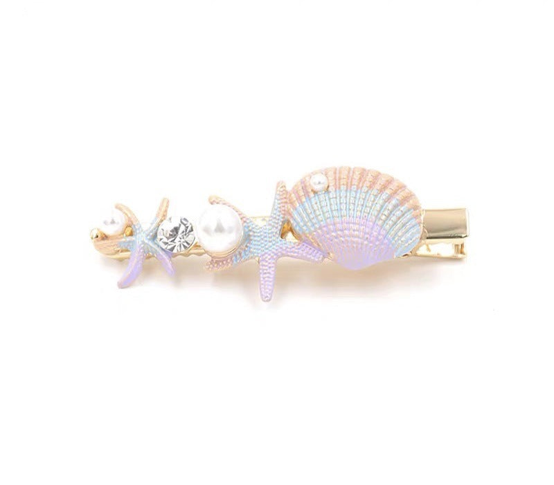 JMT-341962 Korean Style Sweet Starfish Hairpin with White Crystal Accent