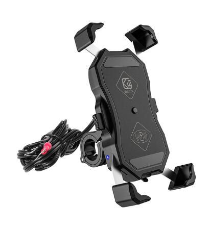 JMT-342282 Motorcycle Universal Phone Holder with USB Buckle and Wireless Charging Option