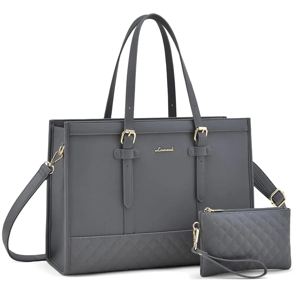 JMT-342410 Functional Canvas Leather Briefcase Tote Bag for 15.6-inch Laptops - Ideal for Work, Travel, and College