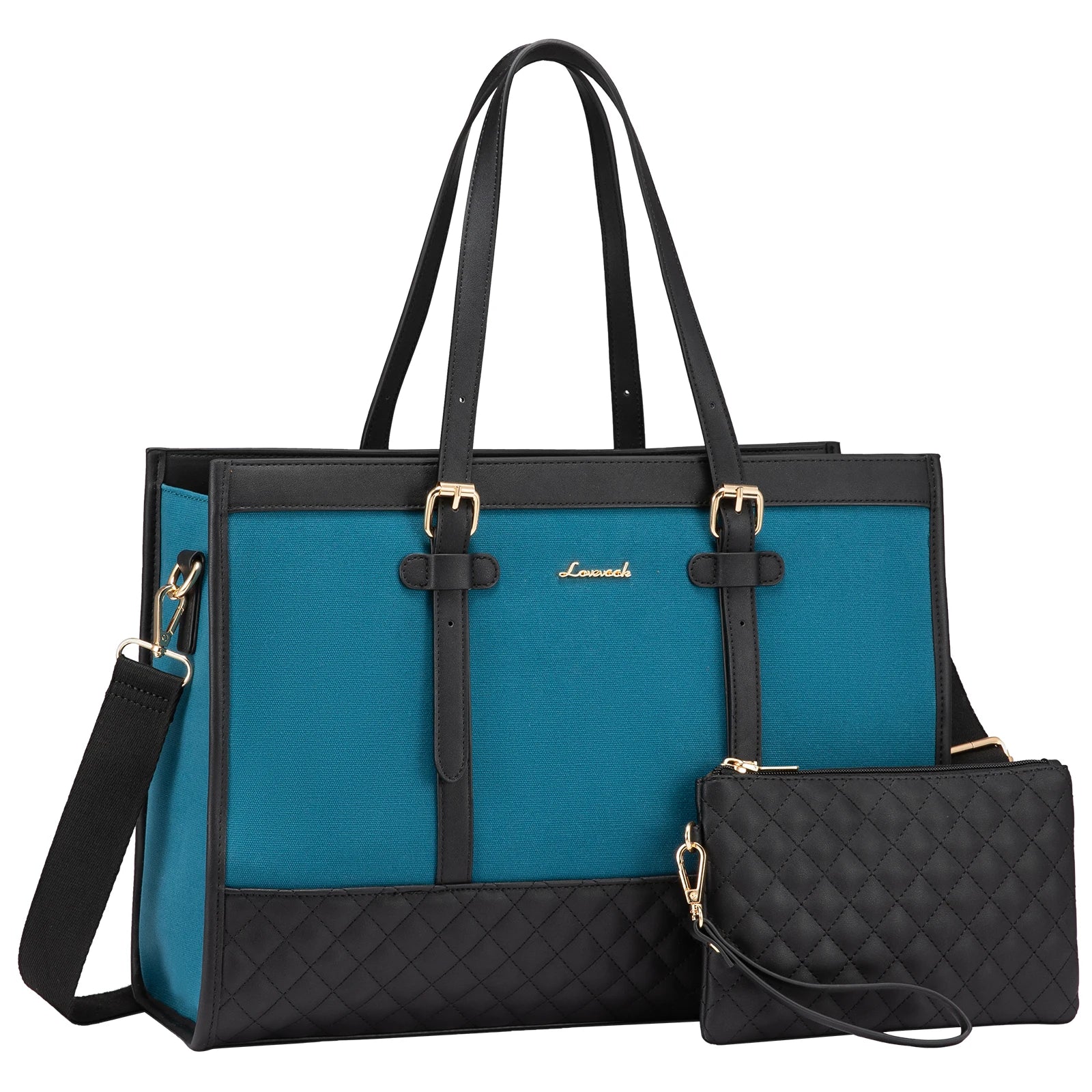 JMT-342410 Functional Canvas Leather Briefcase Tote Bag for 15.6-inch Laptops - Ideal for Work, Travel, and College