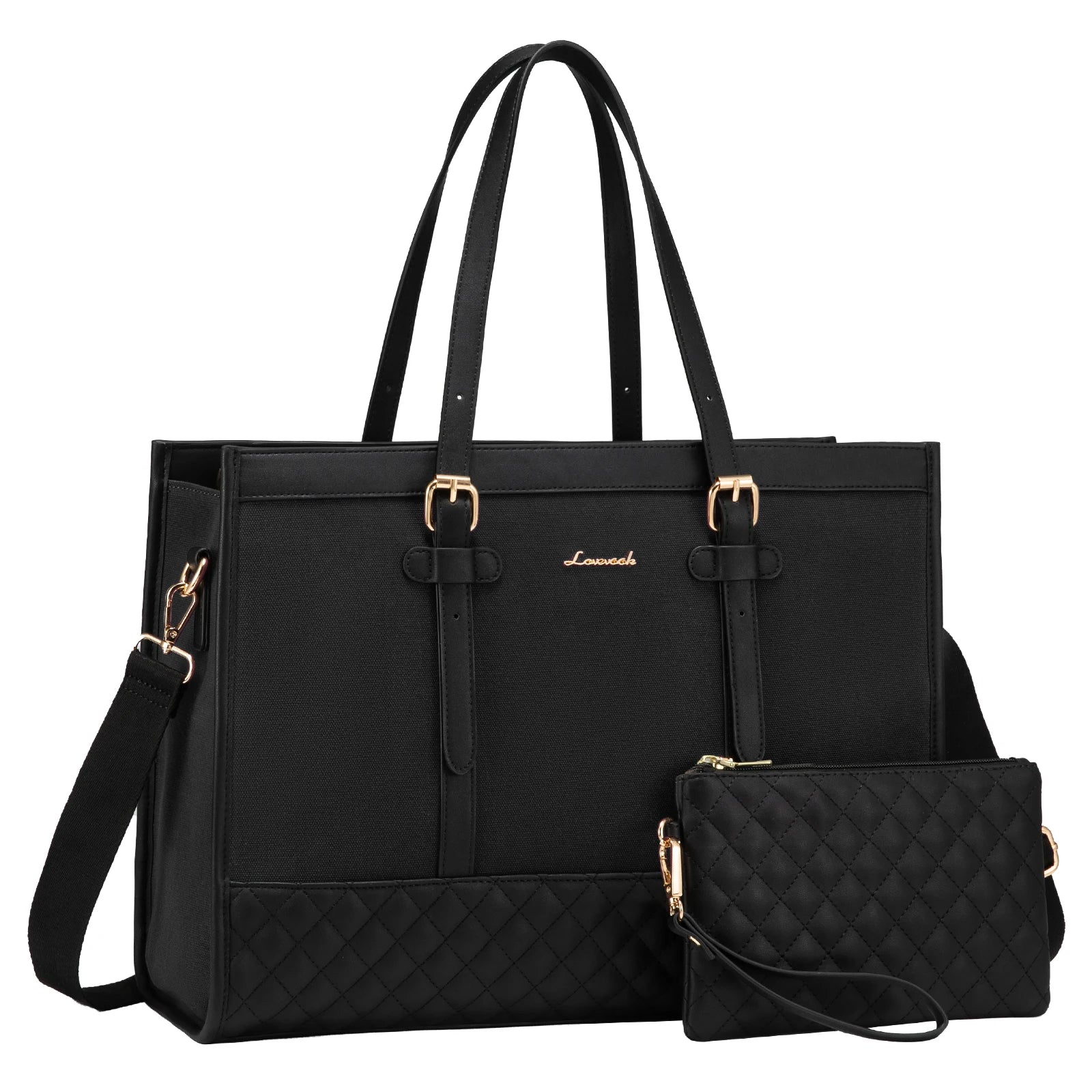 JMT-342410 Functional Canvas Leather Briefcase Tote Bag for 15.6-inch Laptops - Ideal for Work, Travel, and College