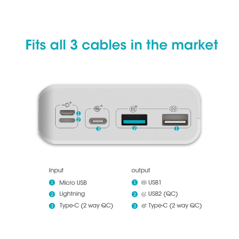 JMT-342602 30000mAh Portable External Battery with QC Two-Way Fast Charging for Phones and Tablets