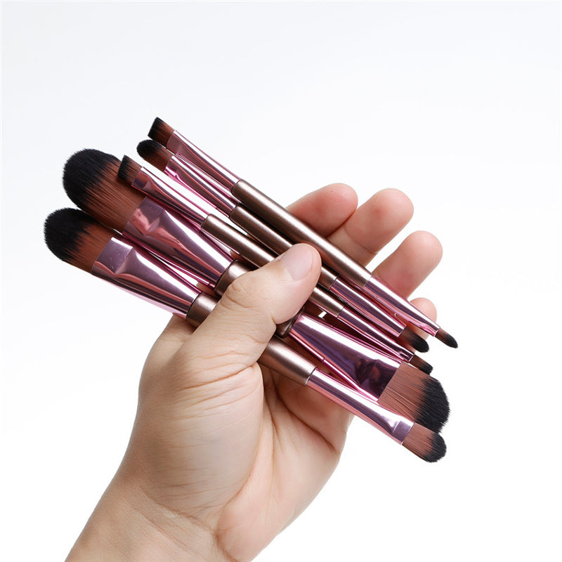 JMT-342858 5-Piece Double-Ended Rose Gold Makeup Brush Set for Liquid Foundation and Eyeshadow Application