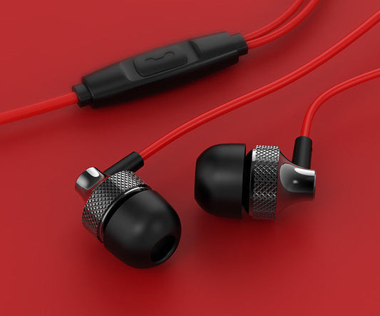 JMT-342922 Heavy Bass Copper In-Ear Headphones with Microphone and Wheat Cable, 3.5mm Plug, Available in Gold, Silver, Black, Red and Black