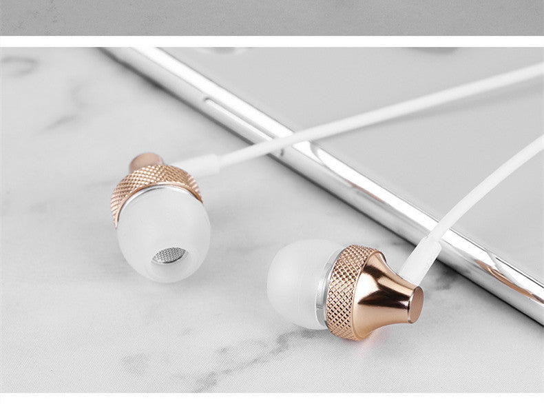 JMT-342922 Heavy Bass Copper In-Ear Headphones with Microphone and Wheat Cable, 3.5mm Plug, Available in Gold, Silver, Black, Red and Black