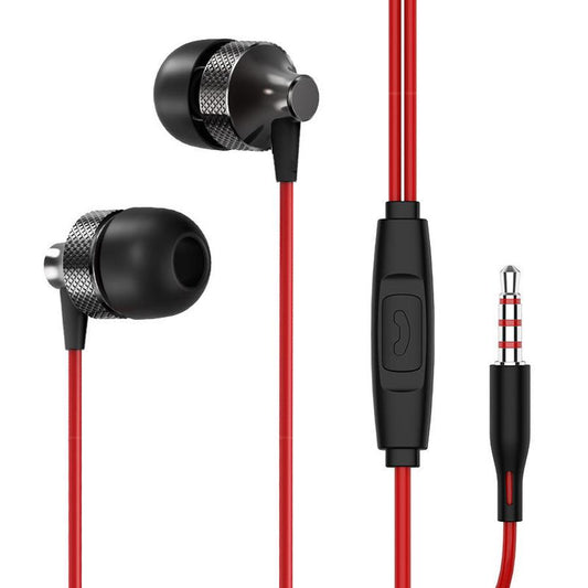 JMT-342922 Heavy Bass Copper In-Ear Headphones with Microphone and Wheat Cable, 3.5mm Plug, Available in Gold, Silver, Black, Red and Black