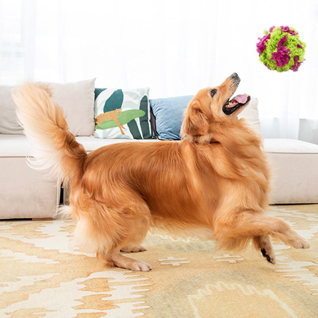 JMT-343562 Plush Dog Teething Ball - Interactive Teeth Cleaning and Grinding Toy for Dogs, 15cm Diameter, Wear-Resistant and Tear-Resistant