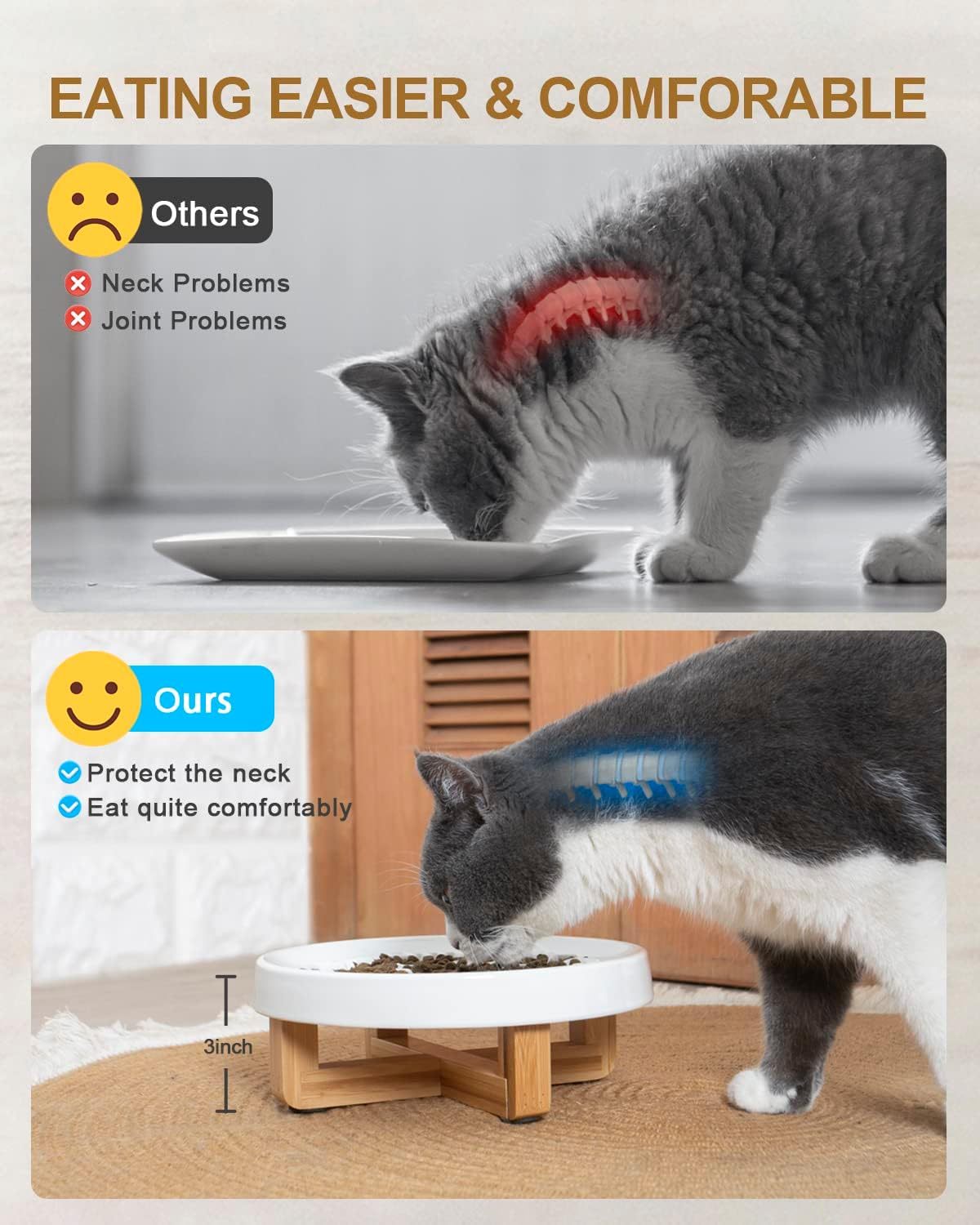 JMT-343754 Ceramic Slow Feed Pet Bowl for Cats and Small Dogs - Promotes Healthy Eating Habits