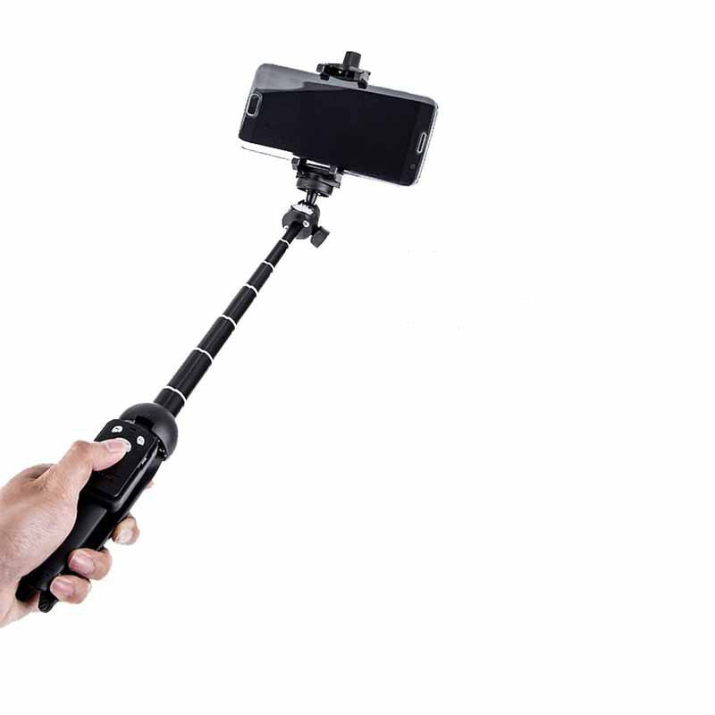 JMT-344586 Adjustable Selfie Stick Tripod for Mobile Phones, Collapsible Aluminum Alloy, Black, Compatible with iPhone Models