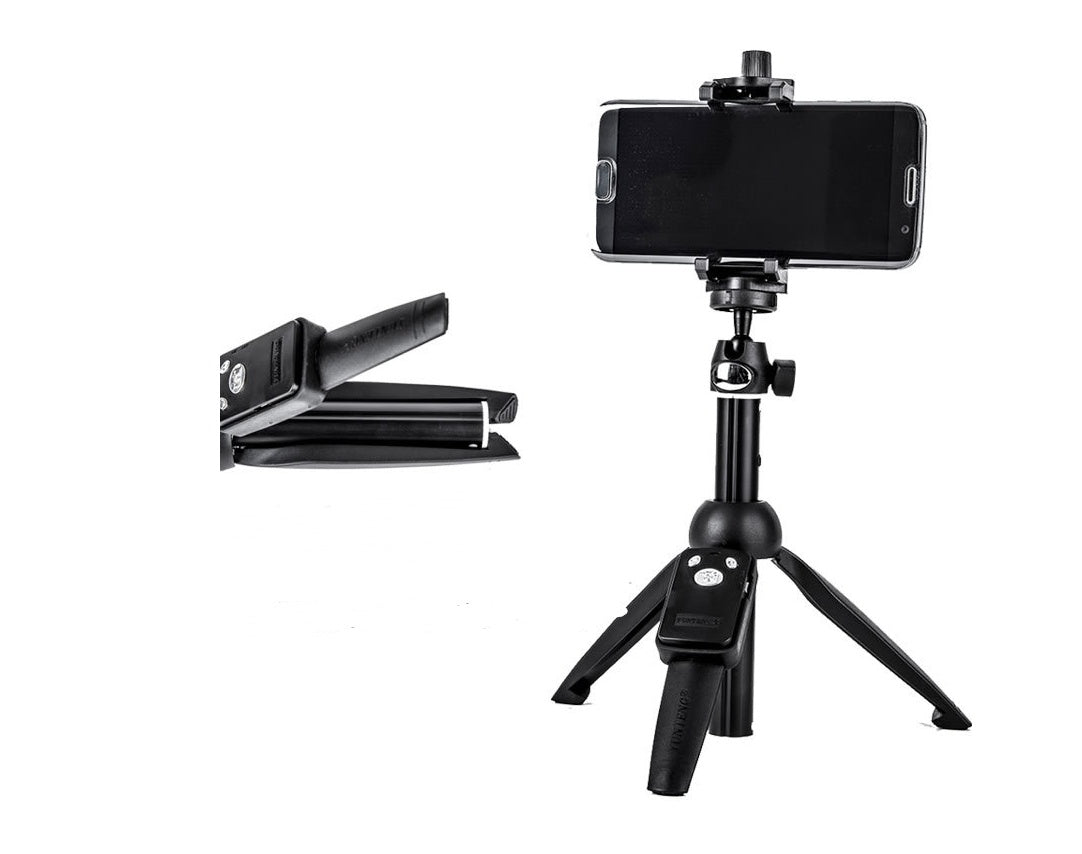 JMT-344586 Adjustable Selfie Stick Tripod for Mobile Phones, Collapsible Aluminum Alloy, Black, Compatible with iPhone Models