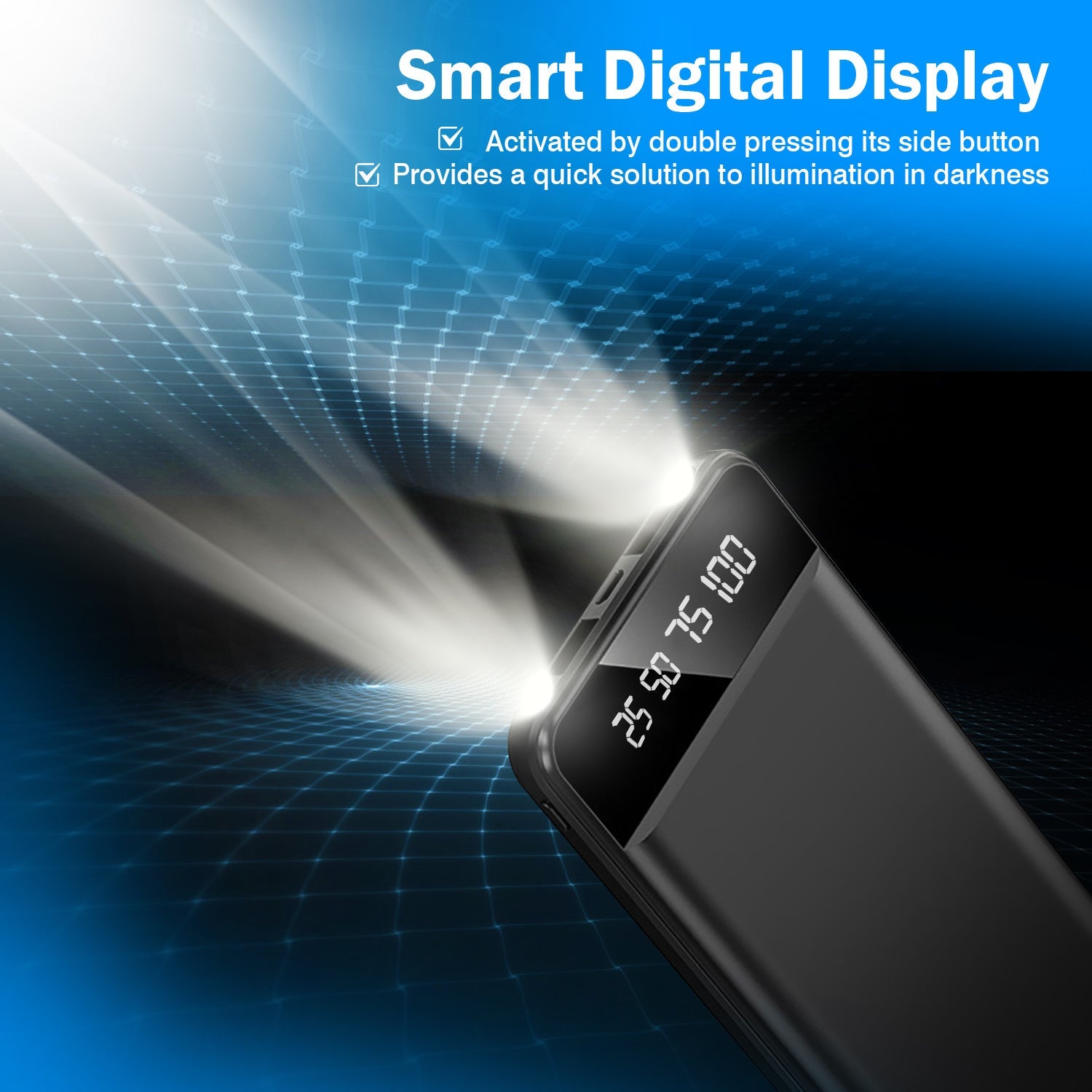 JMT-344906 10000mAh Portable Power Bank Ultra Slim External Battery Pack with Dual USB Outputs and LED Flashlight