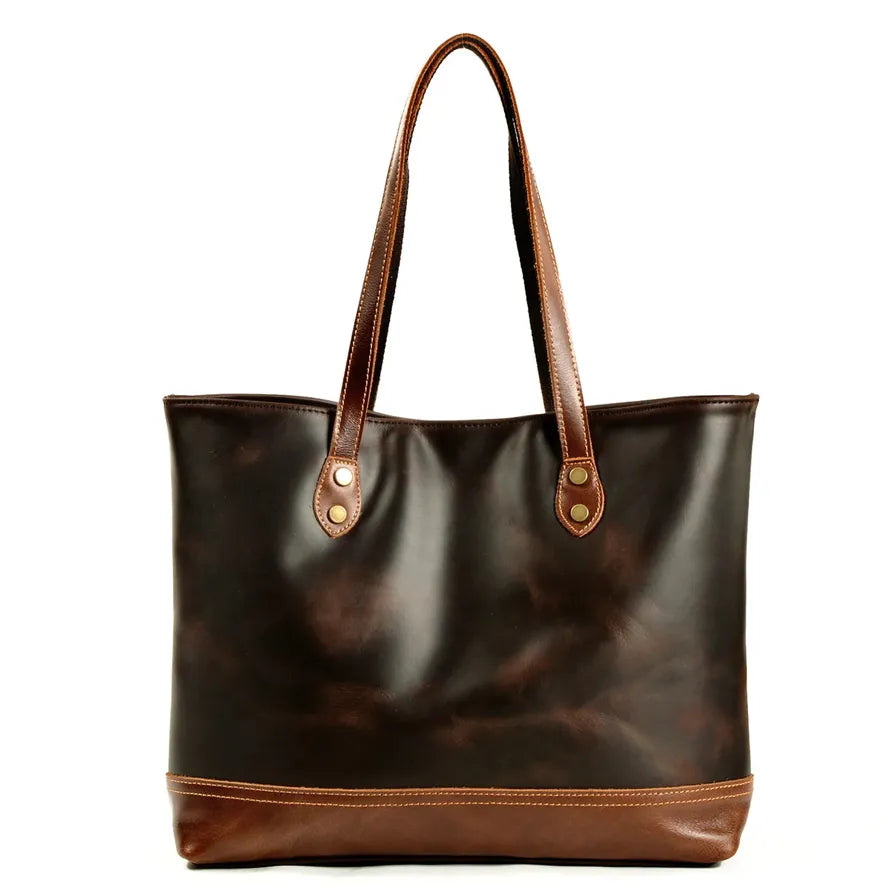 JMT-345418 Vintage Leather Handle Canvas Tote Bag for Women