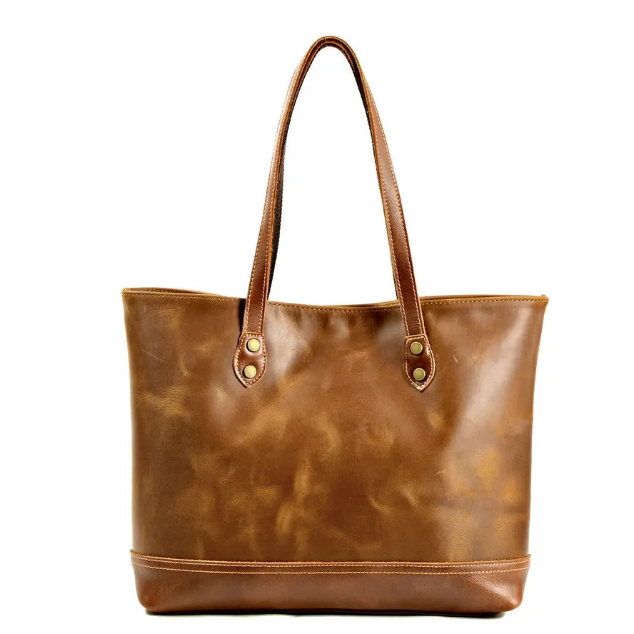 JMT-345418 Vintage Leather Handle Canvas Tote Bag for Women