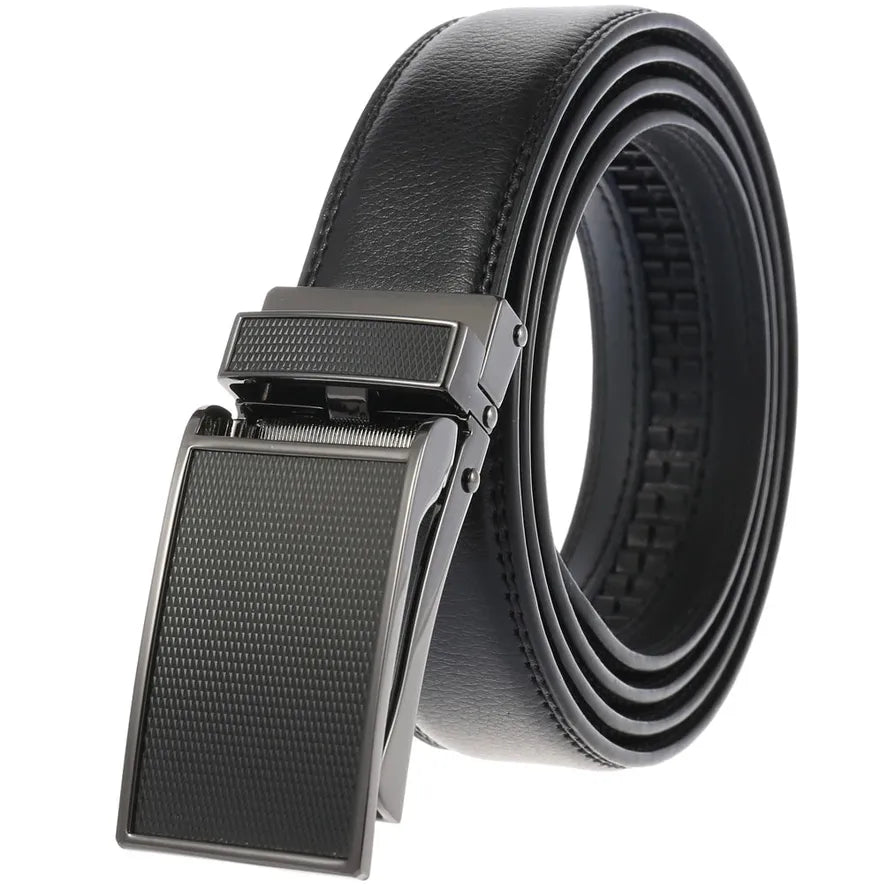 JMT-345482 Men's Leather Automatic Buckle Belt with Alloy Finish - Customisable Design